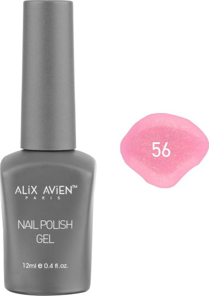 Işıltılı Pembe Kalıcı Oje 56-Yoğun Renk Veren Jel Oje 12 Ml-Nail Uv Gel Polish 56