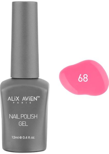 Pembe Kalıcı Oje 68-Yoğun Renk Veren Jel Oje 12 Ml-Nail Uv Gel Polish 68