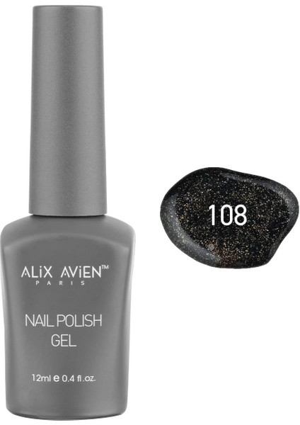 Gold Işıltılı Siyah Kalıcı Oje 108-YOĞUN Renk Veren Jel Oje 12 Ml-Nail Uv Gel Polish 108 modelleri
