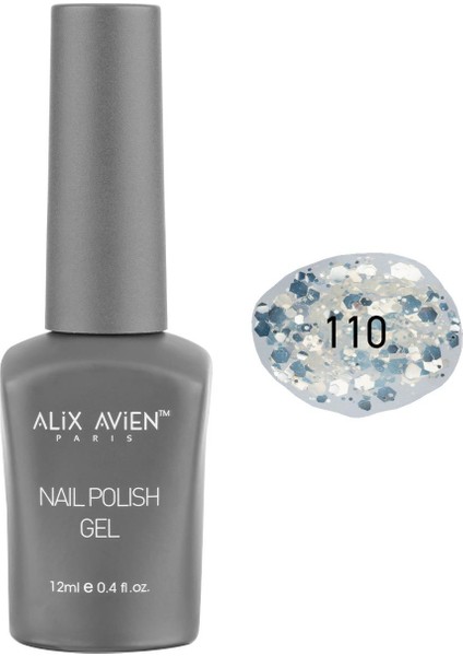 Gümüş Işıltılı Şeffaf Kalıcı Oje 110-YOĞUN Renk Veren Jel Oje 12 Ml-Nail Uv Gel Polish 110