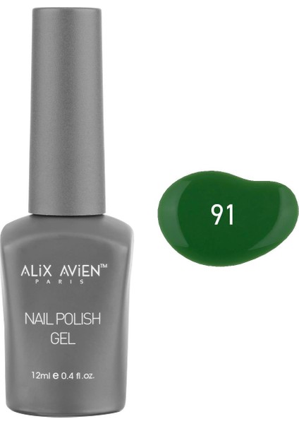 Çim Yeşili Kalıcı Oje 91-Yoğun Renk Veren Jel Oje 12 Ml-Nail Uv Gel Polish 91