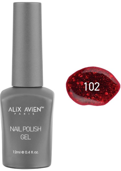 Işıltılı Kırmızı Kalıcı Oje 102-YOĞUN Renk Veren Jel Oje 12 Ml-Nail Uv Gel Polish 102