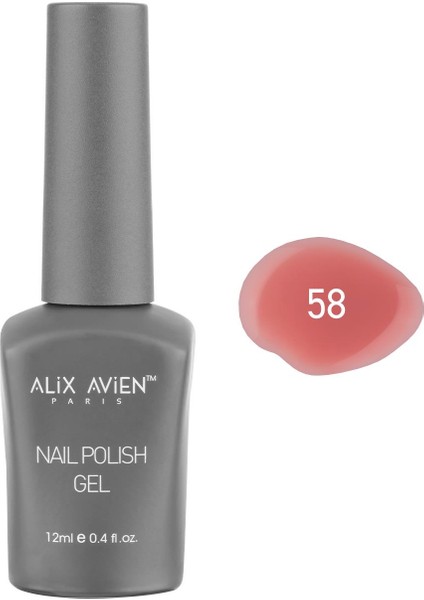 Pembe Kalıcı Oje 58-Yoğun Renk Veren Jel Oje 12 Ml-Nail Uv Gel Polish 58