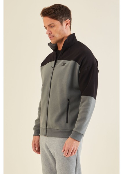 Haki Fermuarlı Erkek Sweatshirt - 88314