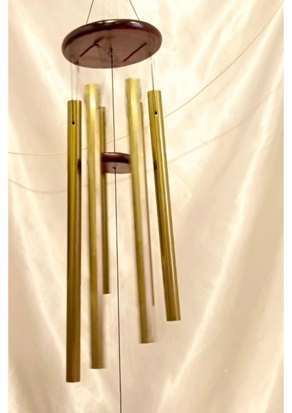 Deprem Zili Çanı Rüzgar Çanı Zili Feng Shui Yin Yang Şık Boru Büyük Boy Altın