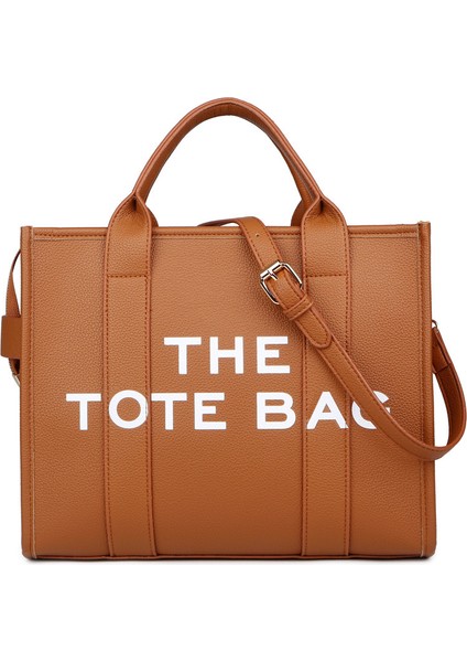 Color Pu Letter Tote Bag, Simple And Ordinary Large Capa Handbag (Yurt Dışından)