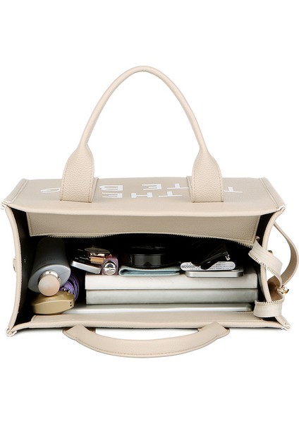 Color Pu Letter Tote Bag, Simple And Ordinary Large Capa Handbag (Yurt Dışından)