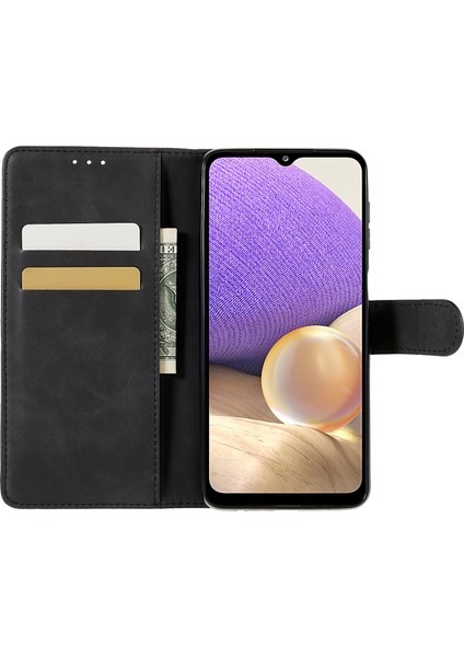 Samsung Galaxy A32 5G/M32 5g-Black Için Cüzdan Standı Düz Deri Telefon Kasası (Yurt Dışından)
