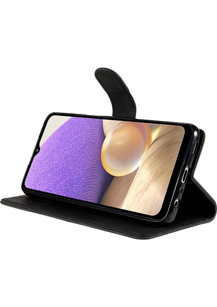 Samsung Galaxy A32 5G/M32 5g-Black Için Cüzdan Standı Düz Deri Telefon Kasası (Yurt Dışından)