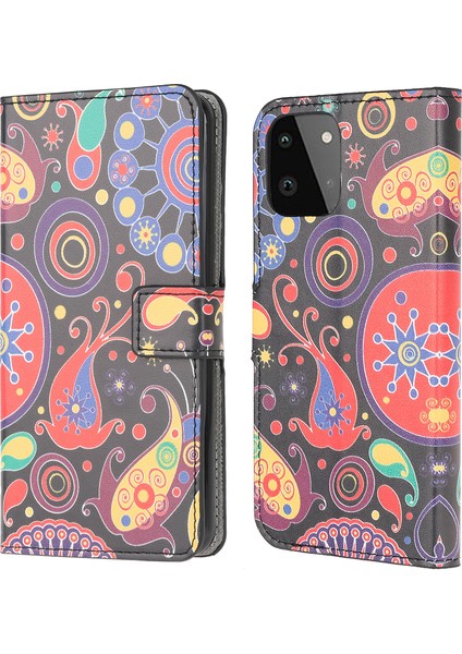 Tam Koruma Cüzdan Tasarım Deseni Deri Deri Stand Koruyucu Kılıf Samsung Galaxy A22 5g (Ab Versiyonu) -Dolor Kombinasyonları (Yurt Dışından)