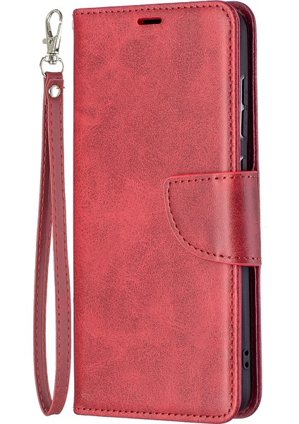Samsung Galaxy S21 FE/S21 Lite-Red Için Pu Deri Cüzdan Tasarımı Akıllı Telefon Koruyucu Kılıf Kabuğu Kabuğu (Yurt Dışından)