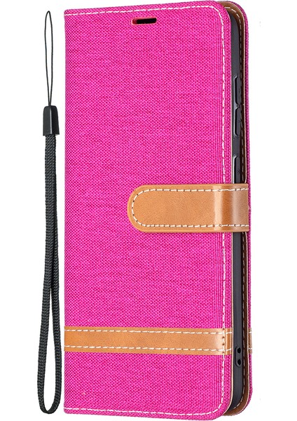 Samsung Galaxy S21 FE/S21 Lite-Rose Için Birleştirme Kot Pantolon Yüzey Deri Telefon Kapağı Cüzdan Standı Çantası (Yurt Dışından)