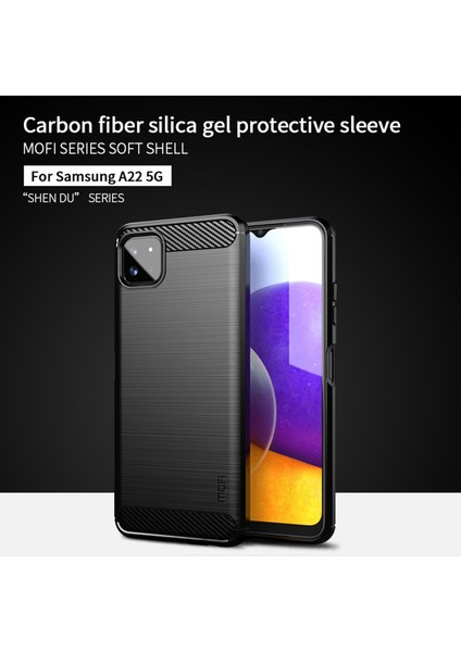 Samsung Galaxy A22 5g (Ab Versiyonu) Için Iyi Korumalı Fırçalanmış Karbon Fiber Tasarımı Yumuşak Tpu Kapağı (Yurt Dışından)