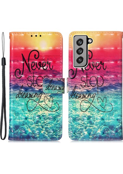3D Desen Baskı Pu Deri Cüzdan Kasa Telefon Standı Kapak Kabuğu Samsung Galaxy S21 Fe-Fe-Butt Durdur (Yurt Dışından) fiyatları