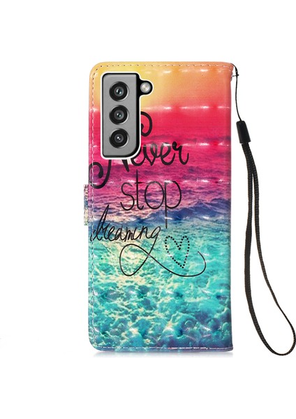 3D Desen Baskı Pu Deri Cüzdan Kasa Telefon Standı Kapak Kabuğu Samsung Galaxy S21 Fe-Fe-Butt Durdur (Yurt Dışından) modelleri