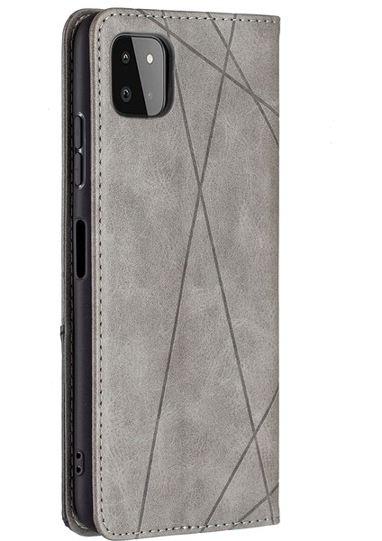 Samsung Galaxy A22 5g (Ab Versiyonu) Için Geometrik Desen Standı Deri Kılıf Tutucu Kabuğu (Yurt Dışından)