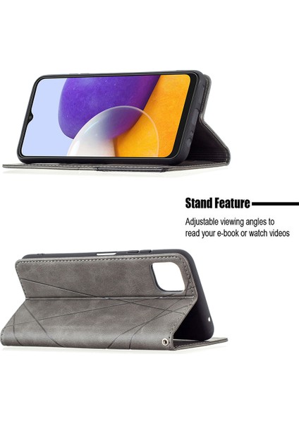 Samsung Galaxy A22 5g (Ab Versiyonu) Için Geometrik Desen Standı Deri Kılıf Tutucu Kabuğu (Yurt Dışından)