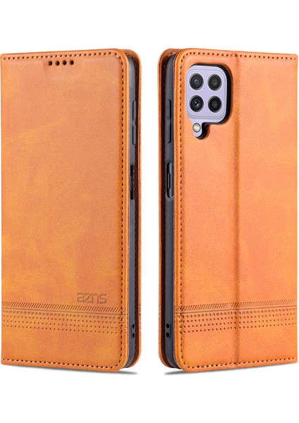 Samsung Galaxy A22 4g (Ab Versiyonu) Için Premium Pu Deri Otomatik Absorbed Manyetik Kapatma Stand Stand Stand Cüzdan Flip Kapak (Yurt Dışından)