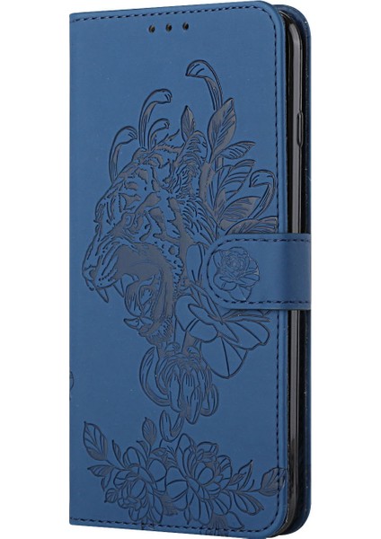 Tiger Head Desen Samsung Galaxy A02S (164.2X75.9X9.1MM)/M02S-MAVI Için Cüzdan Standı ile Deri Kılıfı (Yurt Dışından)