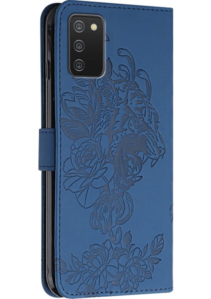 Tiger Head Desen Samsung Galaxy A02S (164.2X75.9X9.1MM)/M02S-MAVI Için Cüzdan Standı ile Deri Kılıfı (Yurt Dışından)