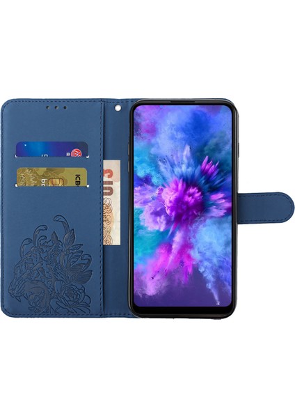 Tiger Head Desen Samsung Galaxy A02S (164.2X75.9X9.1MM)/M02S-MAVI Için Cüzdan Standı ile Deri Kılıfı (Yurt Dışından)