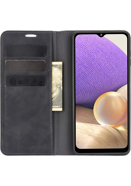 Samsung Galaxy A32 4g (Ab Versiyonu) Için Cüzdan ile Pürüzsüz Deri Kapak Folio Flip Otomatik Emici Stand Koruyucu Kasa (Yurt Dışından)