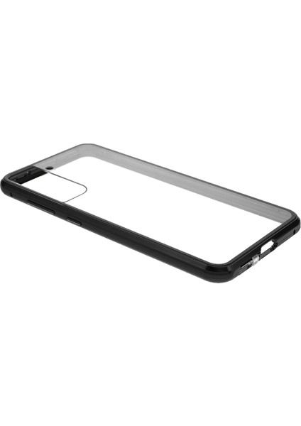 Samsung Galaxy S21 Fe-Black Için Çift Taraflı Temperli Cam+Manyetik Emilim Kilit Montajı 2'si Metal Manyetik Çerçeve Kasası (Yurt Dışından)