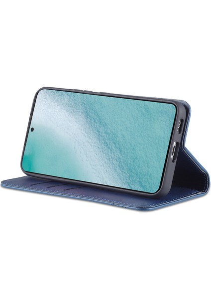 Manyetik Otomatik Emilmiş Tam Koruma Telefon Kapağı Pu Deri Stand Samsung Galaxy S22+5G-MAVI (Yurt Dışından)