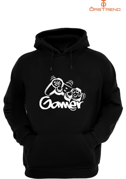 Gamer Baskılı 3 Iplik Unisex Siyah Kapişonlu Sweatshirt fiyatları