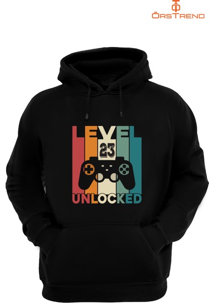 Gamer Baskılı 3 Iplik Unisex Siyah Kapişonlu Sweatshirt