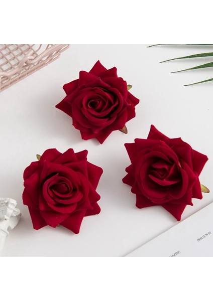 Kırmızı 30 Parça 100 Adet Flanel Pembe Güller Kafa Scrapbooking Gelin Korsaj Aksesuarları Gümrükleme Diy Düğün Ev Dekorasyon Yapay Çiçekler (Yurt Dışından)