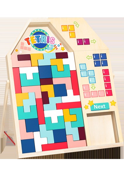 Wooden Tetris Children's Puzzle Development Brainstorming Blocks For Early Education Of Boys And S (Yurt Dışından)