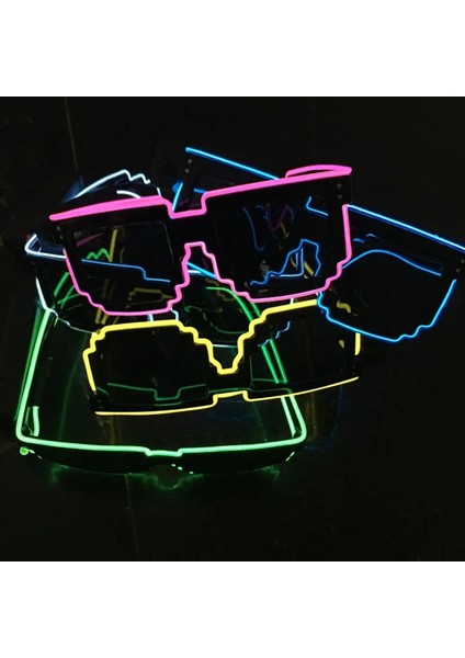 Pembe A Anahtar Kutusu El Tel 8 Bit Gözlük Yanıp Sönen LED Gözlük Parlayan Parti Malzemeleri Aydınlık Gözlük Parlak Işık Festivali Parti Glow Güneş Gözlüğü (Yurt Dışından) fiyatları