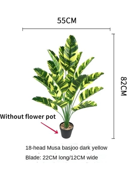 Potless Muz E 82 cm Yapay Bitki Büyük Yapay Muz Ağacı Sahte Cennet Kuşu Plastik Muz Yaprağı Ev Bahçe Düğün Dekorasyon Için (Yurt Dışından)
