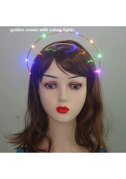 Kafa Bandı 1 Genç Veya Kadınlar Için Kadın Kız LED Etek Neon Işık Up Tutu Sahne Dans Glow Doğum Günü Partisi Hediye Çiçek Taç Peri Kostüm Değnek Düğün Cadılar Bayramı (Yurt Dışından)