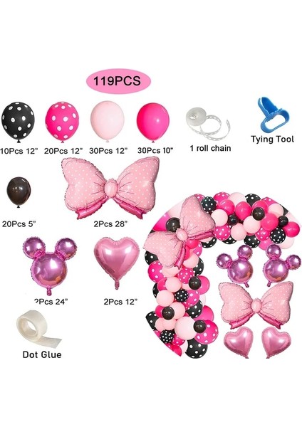 119PPC Balon Minnie Mouse Parti Dekor Baskı Peçeteler Fincan Plaka Pembe Minnie Bebek Parti Kokteyl Peçetesi Yemek Peçetesi Erkek Kız Için Cinsiyet Ortaya (Yurt Dışından)
