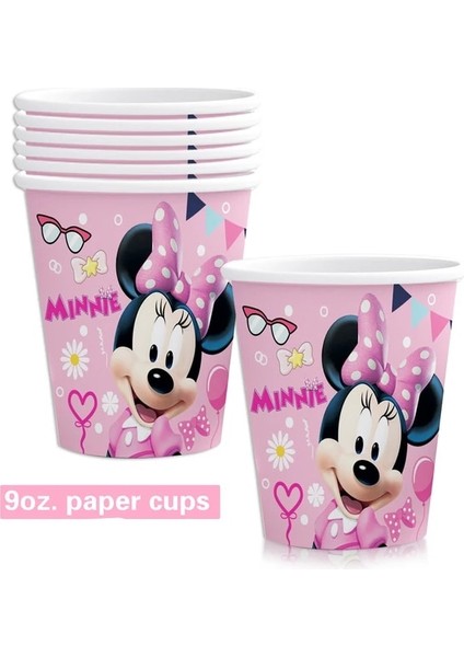 8 Adet Fincan Minnie Mouse Parti Dekor Baskı Peçeteler Fincan Plaka Pembe Minnie Bebek Parti Kokteyl Peçetesi Yemek Peçetesi Erkek Kız Için Cinsiyet Ortaya (Yurt Dışından)