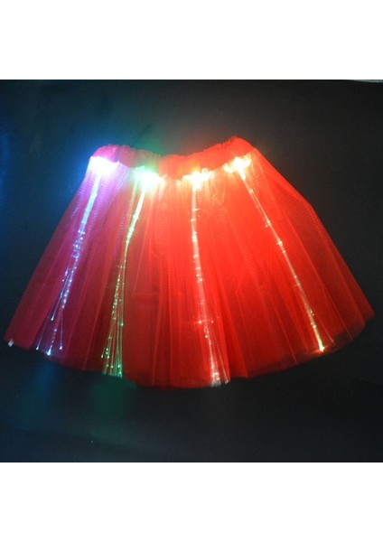 2-8 Yıl Için Kırmızı Çocuklar Kadınlar Kız Yanıp Sönen LED Işık Up Tül Fiber Optik Tutu Etek Aydınlık Peri Kostüm Doğum Günü Hediyesi Noel Glow Parti (Yurt Dışından)