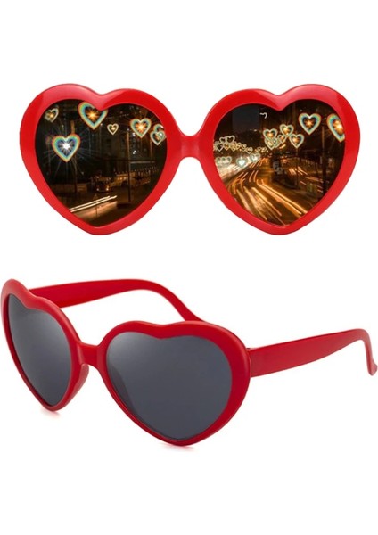 Sarı Kalp Şeklinde Gözlük Kadın Moda Aşk Özel Efektler Güneş Gözlüğü Işık Geceleri Kalp Şeklinde Gözlüklere Dönüşüyor (Yurt Dışından) fırsatları