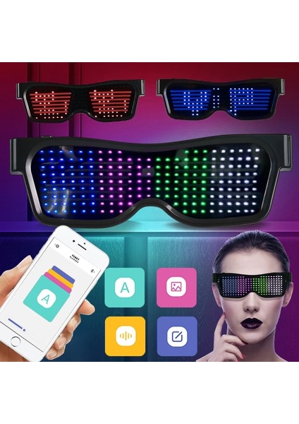 Kırmızı LED Bluetooth Gözlük Sihirli Flaş Cadılar Bayramı Gözlük App Kontrolü Aydınlık Cam USB Şarj Edilebilir Dıy Funky Gözlük Parti Kulübü Dj (Yurt Dışından) fiyatları