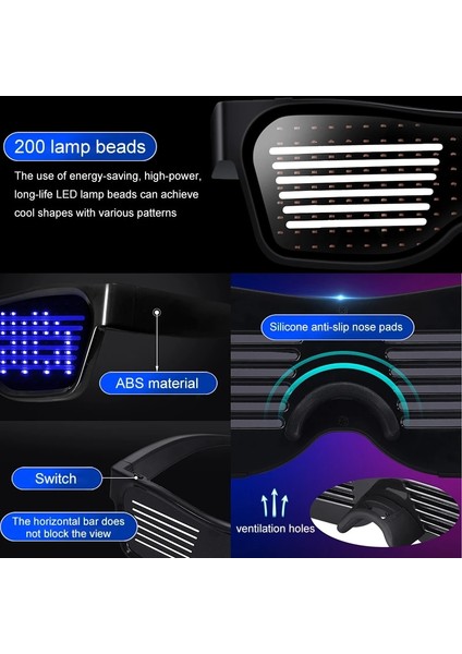 Kırmızı LED Bluetooth Gözlük Sihirli Flaş Cadılar Bayramı Gözlük App Kontrolü Aydınlık Cam USB Şarj Edilebilir Dıy Funky Gözlük Parti Kulübü Dj (Yurt Dışından) fırsatları