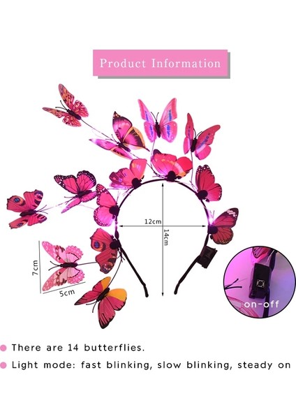 LED Işıkları ile Parlayan Kelebek Kafa Bandı Bebek Duş Doğum Günü Süslemeleri Kızlar Kelebek Hairbands Düğün Nedime Hediyeleri (Yurt Dışından) fiyatları