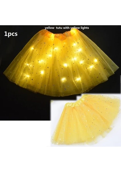 Gençler Veya Kadınlar Için Sarı Kızdırma Kız Kadın Yıldız LED Tutu Işık Etek Doğum Günü Partisi Kostüm Topu Düğün LED Elbise Bale Giyim Noel Cadılar Bayramı (Yurt Dışından)