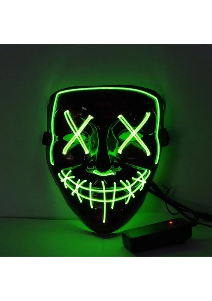 Floresan Yeşil Vıp Cadılar Bayramı Maskesi LED Tasfiye Maskeleri (Yurt Dışından)
