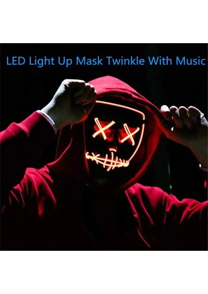 Floresan Yeşil Vıp Cadılar Bayramı Maskesi LED Tasfiye Maskeleri (Yurt Dışından) fırsatları