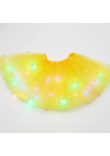 Sarı 3-12 Yaşında Kadın Kızlar Sevimli Rol Oynayan Yanıp Sönen Kanat Tutu Etek LED Glow Kafa Bandı Peri Sopa Noel Cadılar Bayramı Cosplay Kostüm (Yurt Dışından)