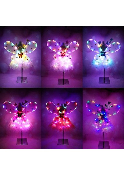 Sarı 3-12 Yaşında Kadın Kızlar Sevimli Rol Oynayan Yanıp Sönen Kanat Tutu Etek LED Glow Kafa Bandı Peri Sopa Noel Cadılar Bayramı Cosplay Kostüm (Yurt Dışından) fiyatları