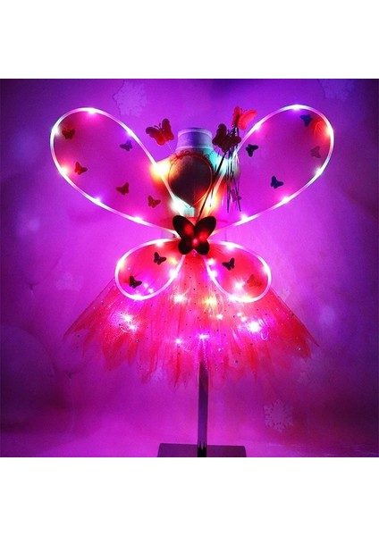 Sarı 3-12 Yaşında Kadın Kızlar Sevimli Rol Oynayan Yanıp Sönen Kanat Tutu Etek LED Glow Kafa Bandı Peri Sopa Noel Cadılar Bayramı Cosplay Kostüm (Yurt Dışından) fırsatları