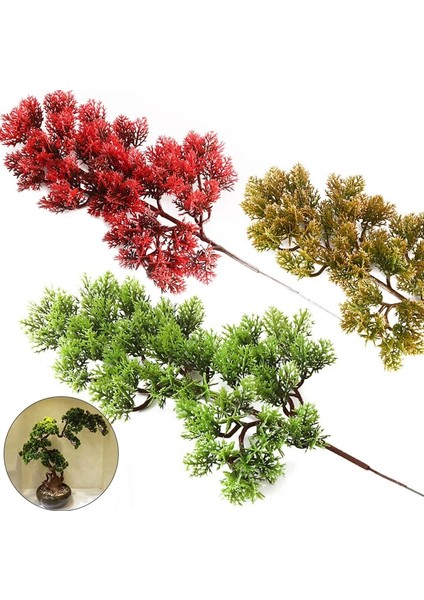 K Yapay Bitkiler Küçük Ağaç Yaprağı Karşılama Çam Iğnesi Sahte Yapraklar Şube Bonsai Süsler Ev Otel Bahçe Dekor (Yurt Dışından)