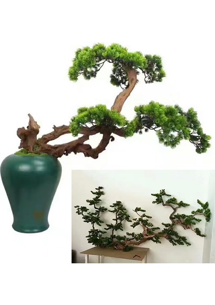 K Yapay Bitkiler Küçük Ağaç Yaprağı Karşılama Çam Iğnesi Sahte Yapraklar Şube Bonsai Süsler Ev Otel Bahçe Dekor (Yurt Dışından)